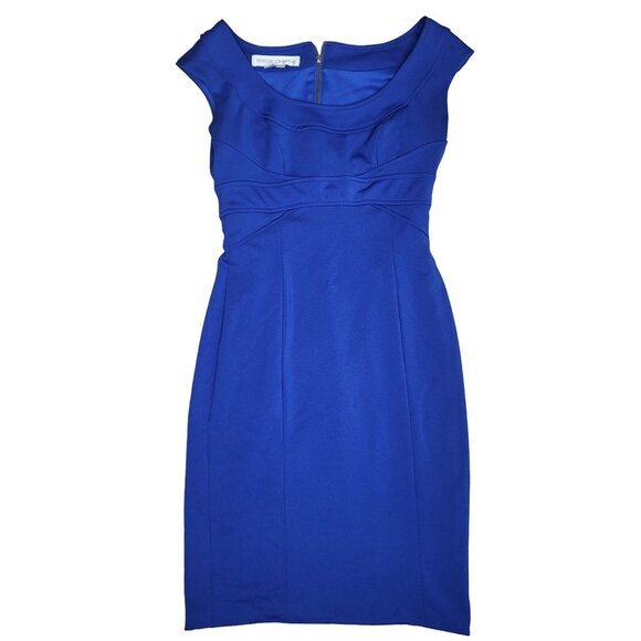 Maggy London Women's sapphire royal Blue Sheath Dress Knee-Length Cap sleeve 4 - Picture 1 of 7